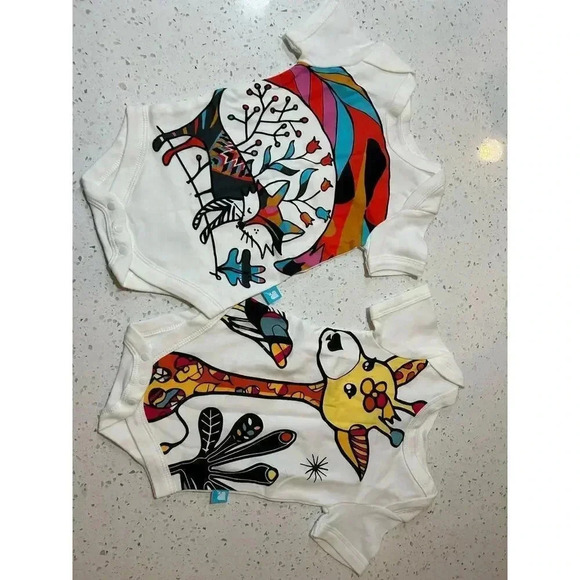 raising ace  bundle 2 artysy onesies giraffe fox size 3-6 months NWOT - Picture 2 of 4